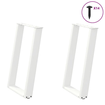 Gambe per tavolo da pranzo a forma di U 2 pz bianche 50x(72-73) cm in acciaio