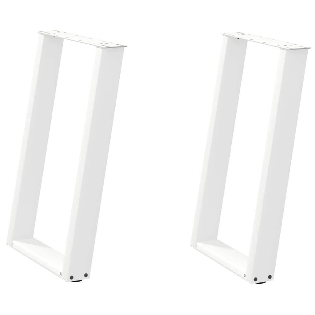 Gambe per tavolo da pranzo a forma di U 2 pz bianche 50x(72-73) cm in acciaio