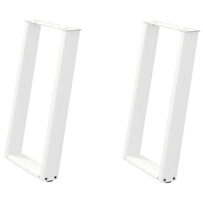 Gambe per tavolo da pranzo a forma di U 2 pz bianche 50x(72-73) cm in acciaio