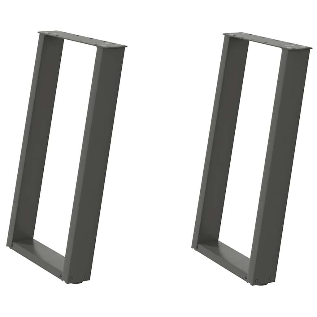 Gambe per tavolo da pranzo a forma di U 2 pz Antracite 50x(72-73) cm Acciaio