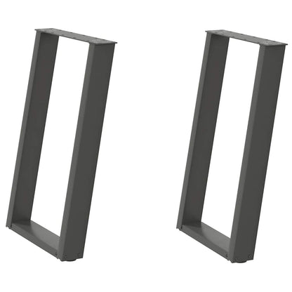 Gambe per tavolo da pranzo a forma di U 2 pz Antracite 50x(72-73) cm Acciaio