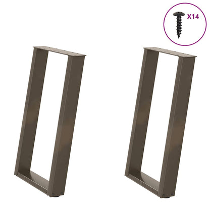 Gambe per tavolo da pranzo a forma di U 2 pz in acciaio naturale 50x(72-73) cm