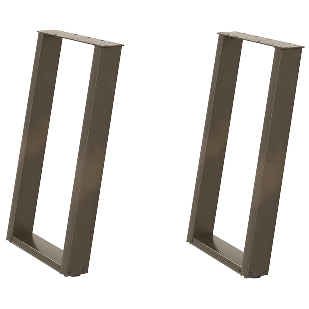 Gambe per tavolo da pranzo a forma di U 2 pz in acciaio naturale 50x(72-73) cm