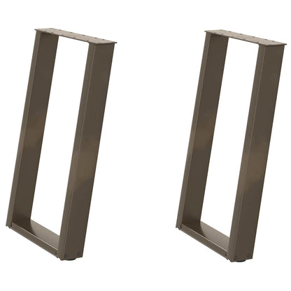 Gambe per tavolo da pranzo a forma di U 2 pz in acciaio naturale 50x(72-73) cm