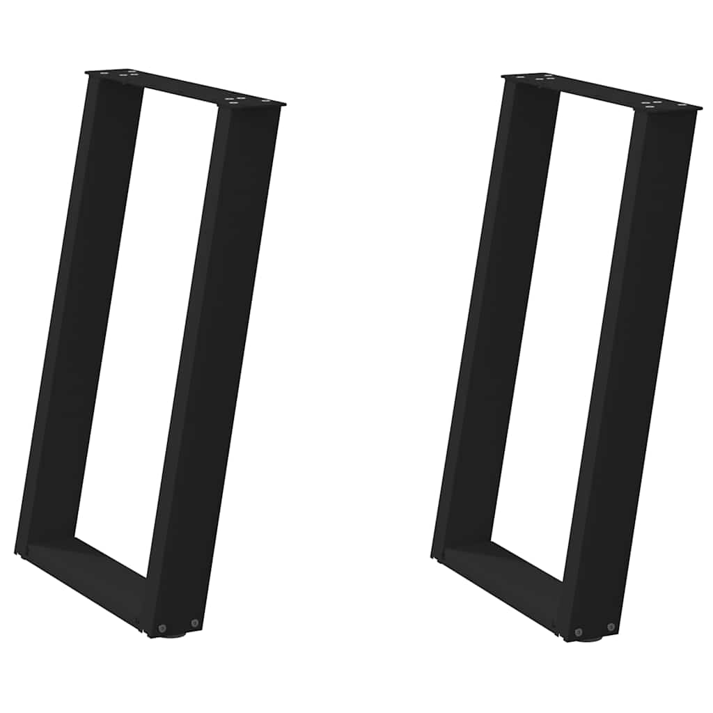 Gambe per tavolo da pranzo a forma di U 2 pz nere 60x(72-73) cm in acciaio