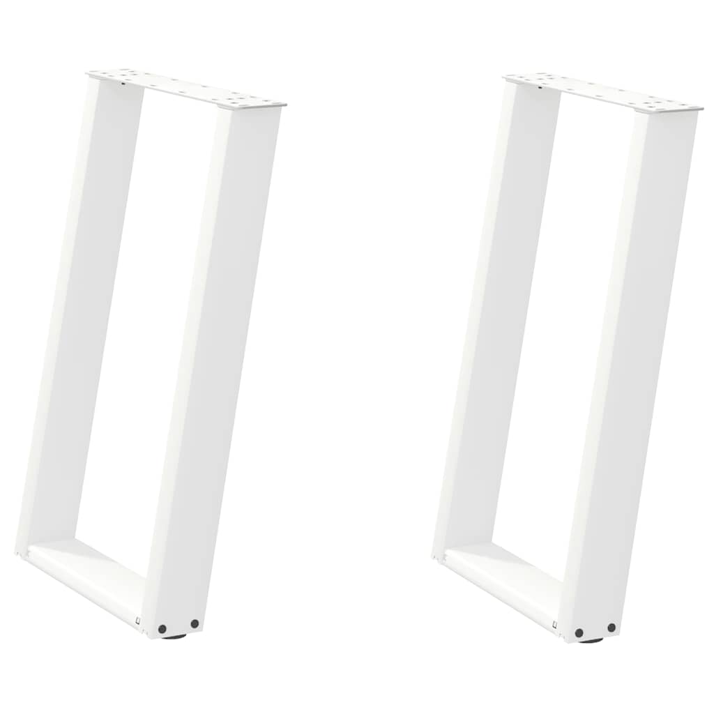 Gambe per tavolo da pranzo a forma di U 2 pz bianche 60x(72-73) cm in acciaio