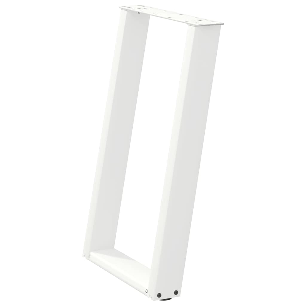 Gambe per tavolo da pranzo a forma di U 2 pz bianche 60x(72-73) cm in acciaio