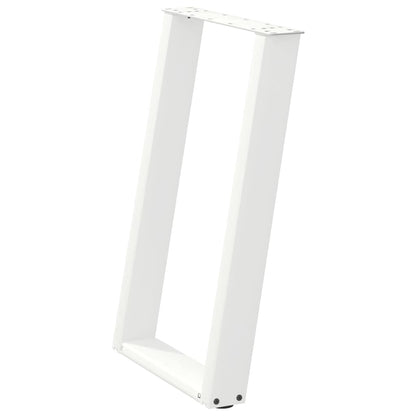 Gambe per tavolo da pranzo a forma di U 2 pz bianche 60x(72-73) cm in acciaio