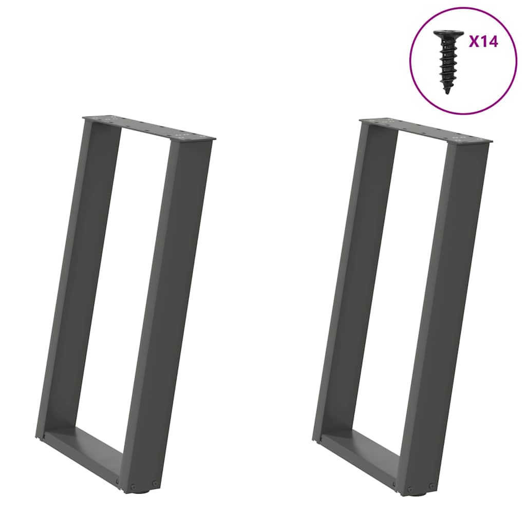 Gambe per tavolo da pranzo a forma di U 2 pz Antracite 60x(72-73) cm Acciaio