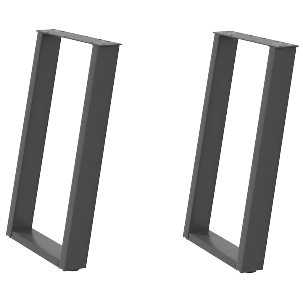 Gambe per tavolo da pranzo a forma di U 2 pz Antracite 60x(72-73) cm Acciaio