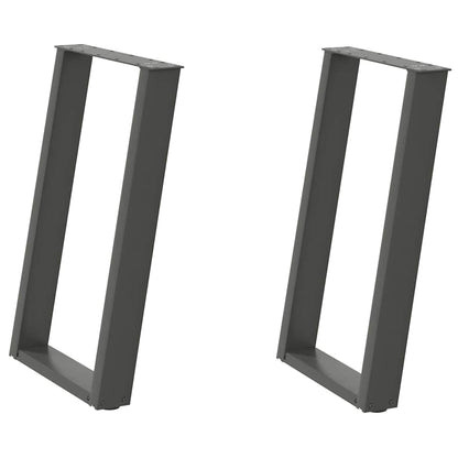Gambe per tavolo da pranzo a forma di U 2 pz Antracite 60x(72-73) cm Acciaio