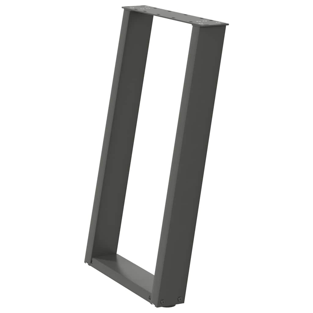 Gambe per tavolo da pranzo a forma di U 2 pz Antracite 60x(72-73) cm Acciaio