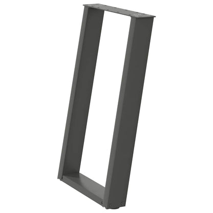 Gambe per tavolo da pranzo a forma di U 2 pz Antracite 60x(72-73) cm Acciaio