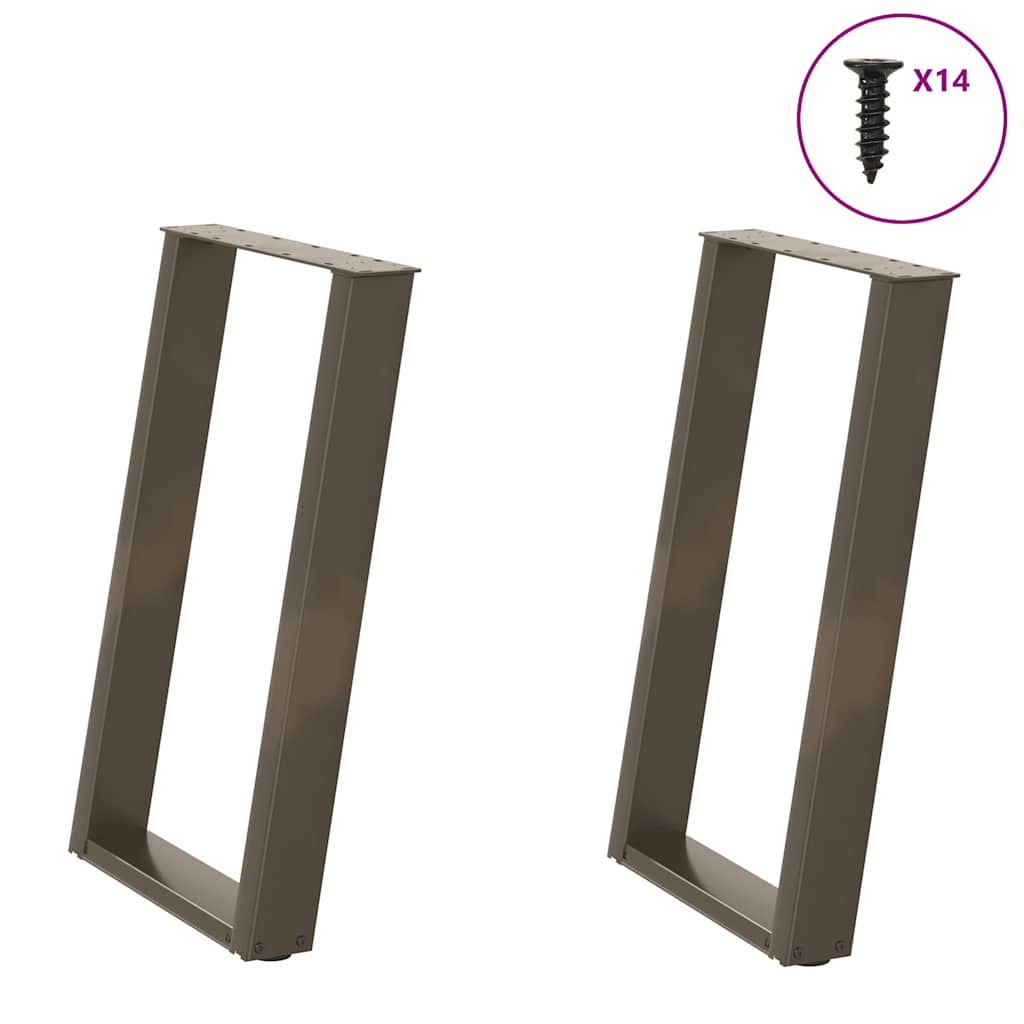 Gambe per tavolo da pranzo a forma di U 2 pz in acciaio naturale 60x(72-73) cm