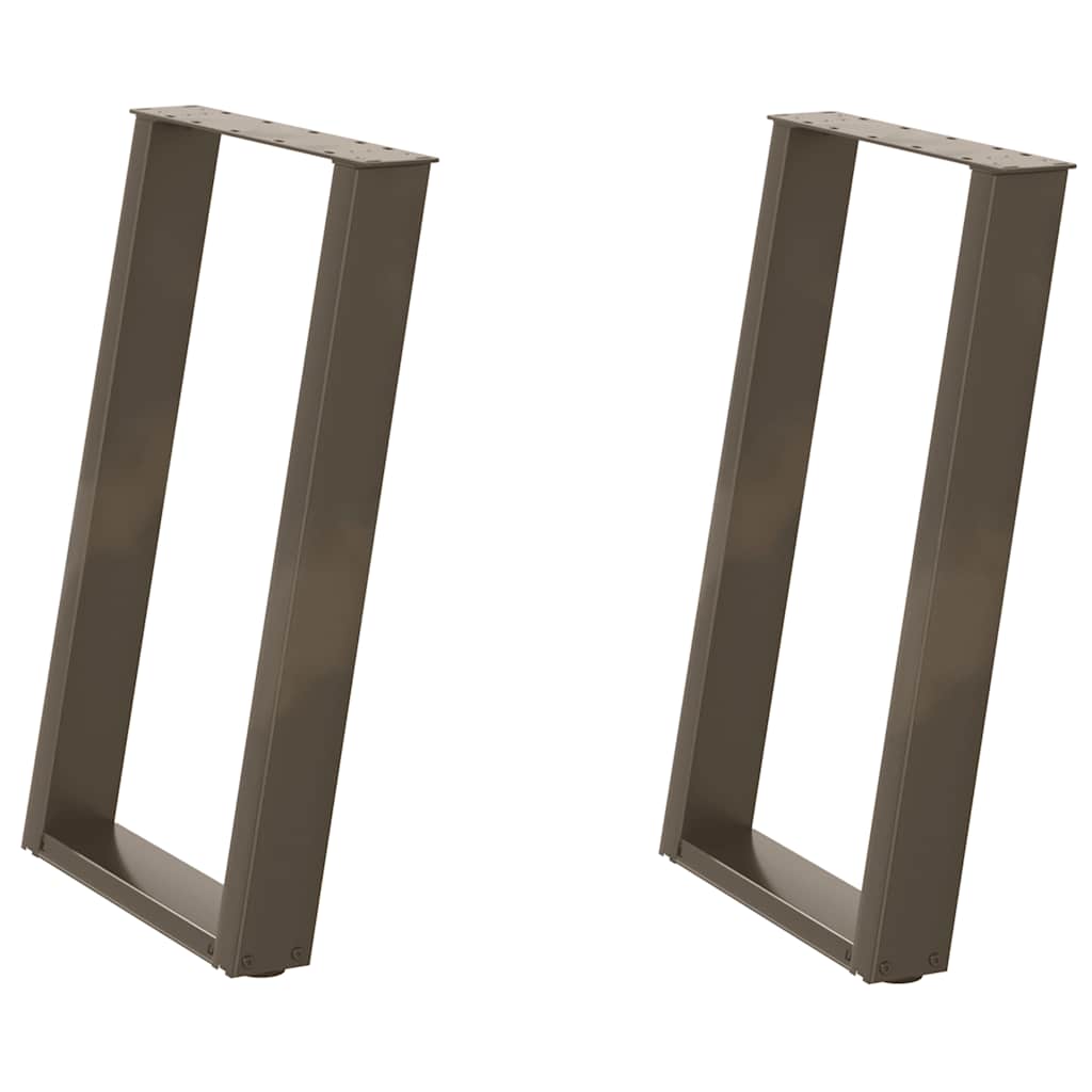 Gambe per tavolo da pranzo a forma di U 2 pz in acciaio naturale 60x(72-73) cm