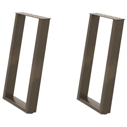 Gambe per tavolo da pranzo a forma di U 2 pz in acciaio naturale 60x(72-73) cm