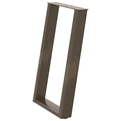 Gambe per tavolo da pranzo a forma di U 2 pz in acciaio naturale 60x(72-73) cm