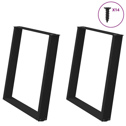 Gambe per tavolo da pranzo a forma di U 2 pz nere 70x(72-73) cm in acciaio