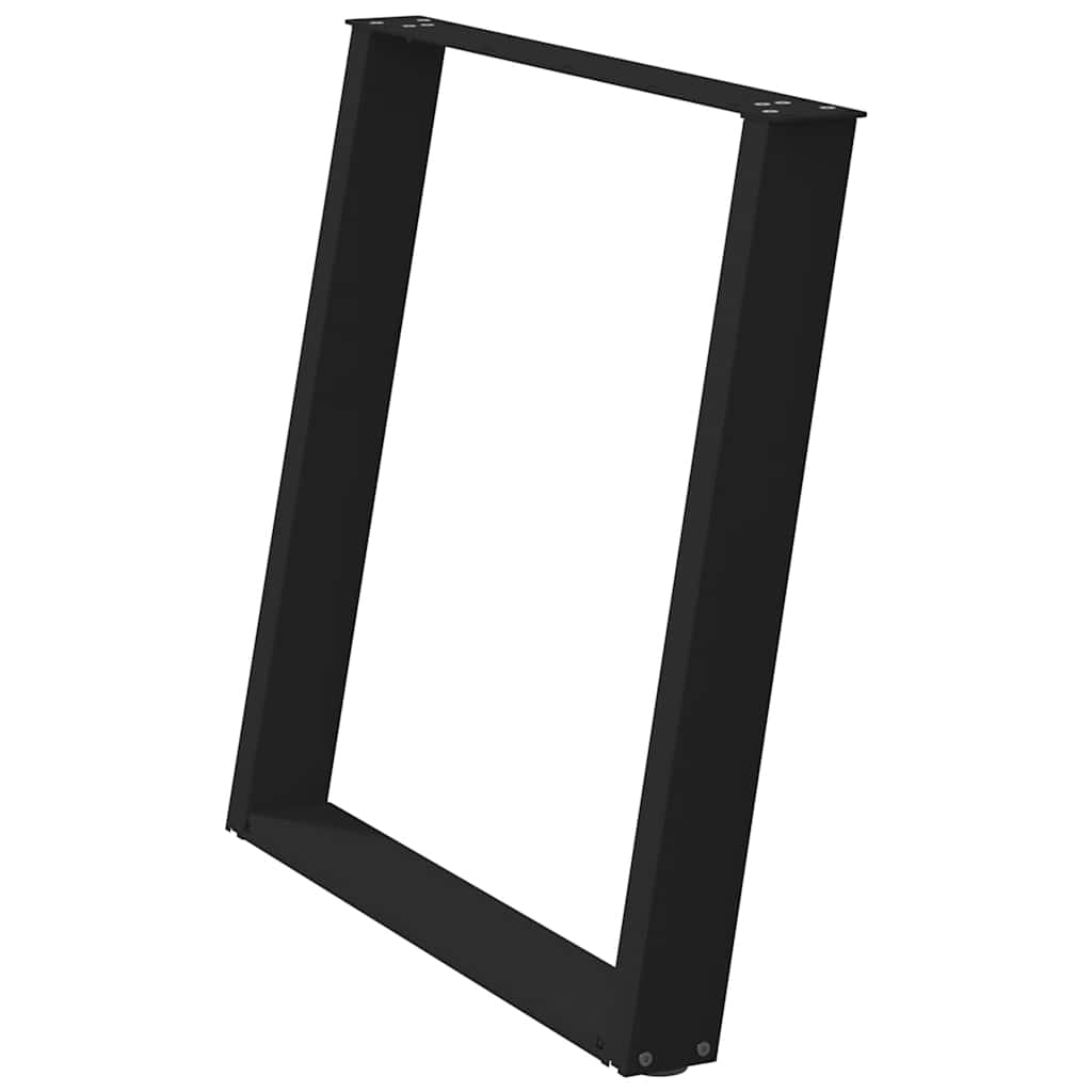 Gambe per tavolo da pranzo a forma di U 2 pz nere 70x(72-73) cm in acciaio