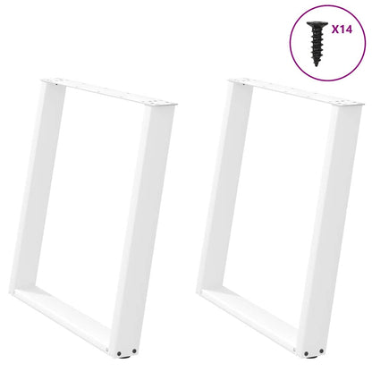 Gambe per tavolo da pranzo a forma di U 2 pz bianche 70x(72-73) cm in acciaio