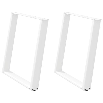 Gambe per tavolo da pranzo a forma di U 2 pz bianche 70x(72-73) cm in acciaio