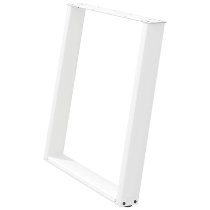 Gambe per tavolo da pranzo a forma di U 2 pz bianche 70x(72-73) cm in acciaio