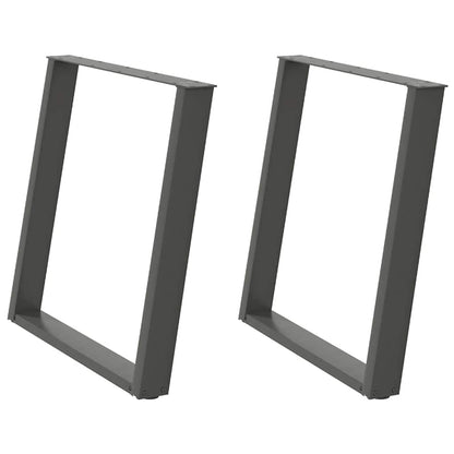 Gambe per tavolo da pranzo a forma di U 2 pz Antracite 70x(72-73) cm Acciaio