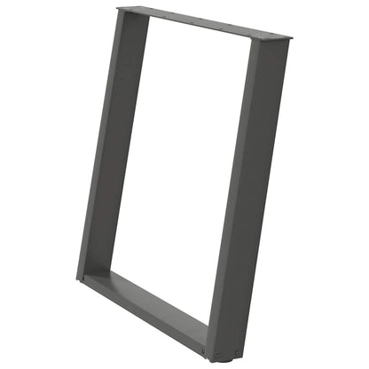 Gambe per tavolo da pranzo a forma di U 2 pz Antracite 70x(72-73) cm Acciaio