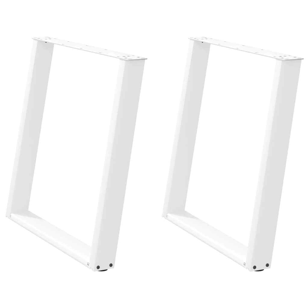 Gambe per tavolo da pranzo a forma di U 2 pz bianche 80x(72-73) cm in acciaio