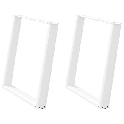 Gambe per tavolo da pranzo a forma di U 2 pz bianche 80x(72-73) cm in acciaio