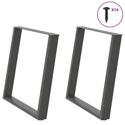 Gambe per tavolo da pranzo a forma di U 2 pz Antracite 80x(72-73) cm Acciaio