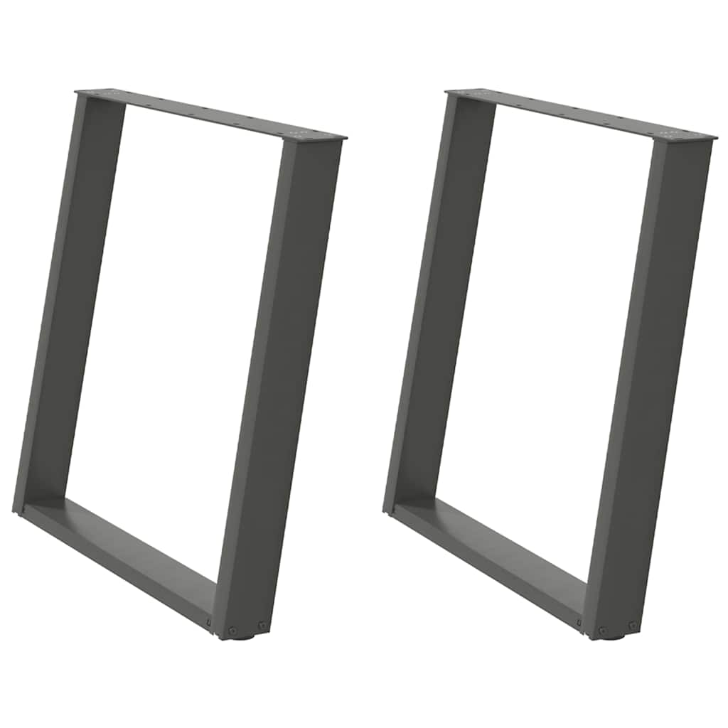 Gambe per tavolo da pranzo a forma di U 2 pz Antracite 80x(72-73) cm Acciaio