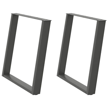Gambe per tavolo da pranzo a forma di U 2 pz Antracite 80x(72-73) cm Acciaio