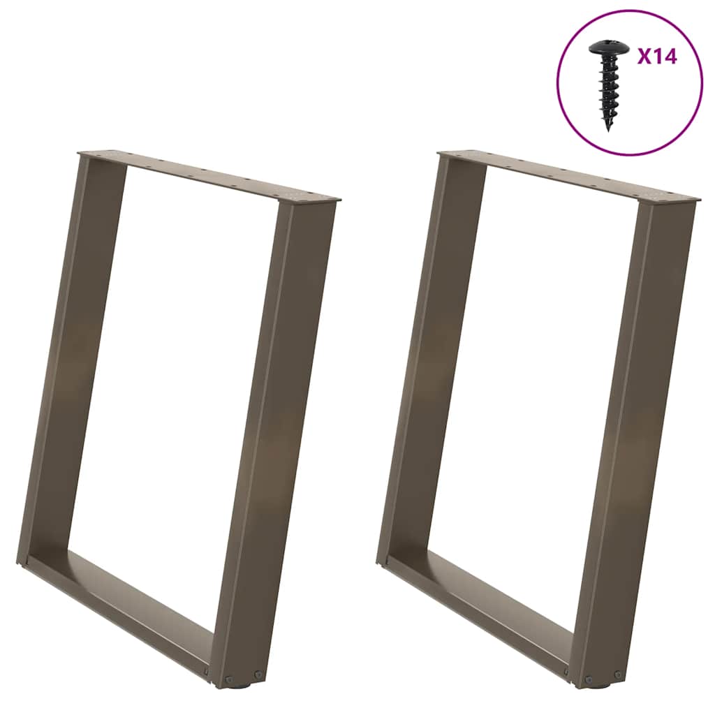 Gambe per tavolo da pranzo a forma di U 2 pz in acciaio naturale 80x(72-73) cm