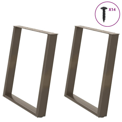 Gambe per tavolo da pranzo a forma di U 2 pz in acciaio naturale 80x(72-73) cm