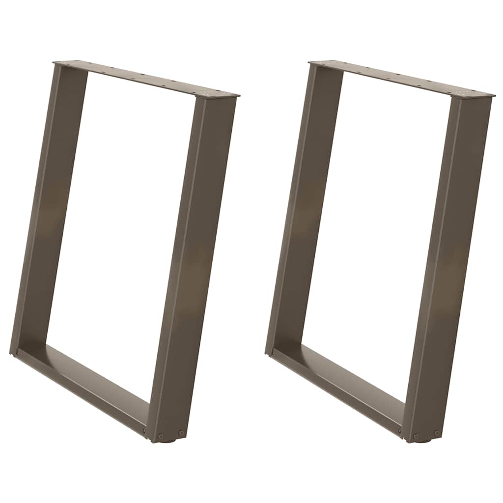 Gambe per tavolo da pranzo a forma di U 2 pz in acciaio naturale 80x(72-73) cm