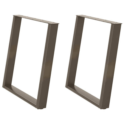 Gambe per tavolo da pranzo a forma di U 2 pz in acciaio naturale 80x(72-73) cm