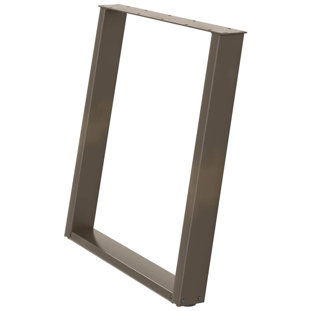 Gambe per tavolo da pranzo a forma di U 2 pz in acciaio naturale 80x(72-73) cm