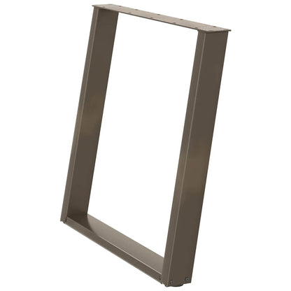 Gambe per tavolo da pranzo a forma di U 2 pz in acciaio naturale 80x(72-73) cm