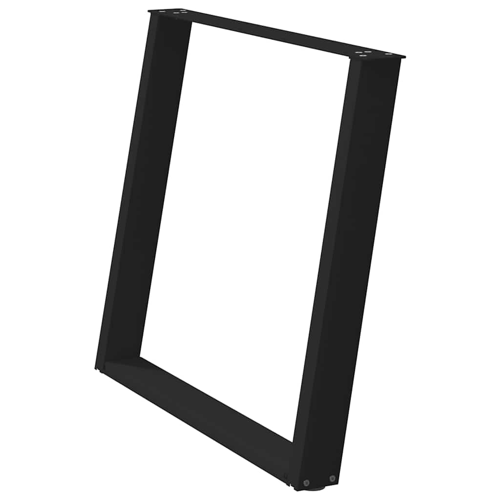 Gambe per tavolo da pranzo a forma di U 2 pz nere 90x(72-73) cm in acciaio