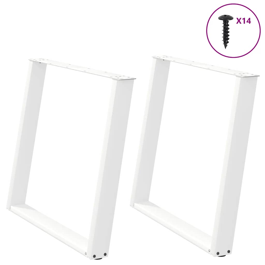 Gambe per tavolo da pranzo a forma di U 2 pz bianche 90x(72-73) cm in acciaio