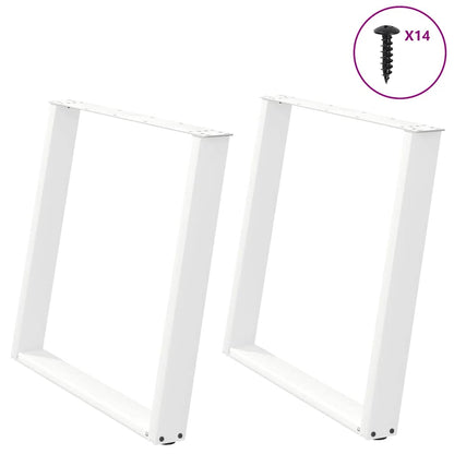 Gambe per tavolo da pranzo a forma di U 2 pz bianche 90x(72-73) cm in acciaio