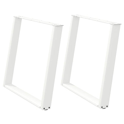 Gambe per tavolo da pranzo a forma di U 2 pz bianche 90x(72-73) cm in acciaio