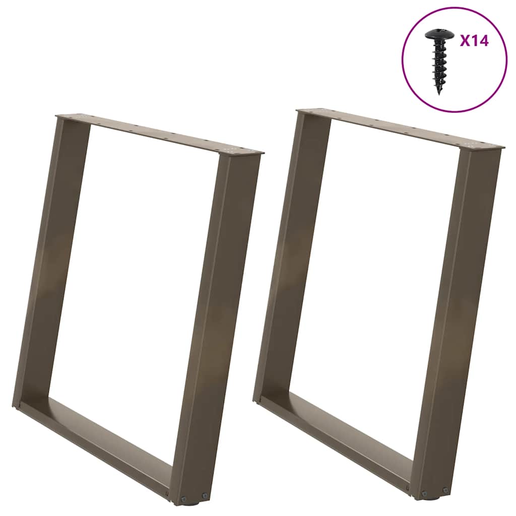 Gambe per tavolo da pranzo a forma di U 2 pz in acciaio naturale 90x(72-73) cm
