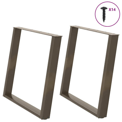 Gambe per tavolo da pranzo a forma di U 2 pz in acciaio naturale 90x(72-73) cm