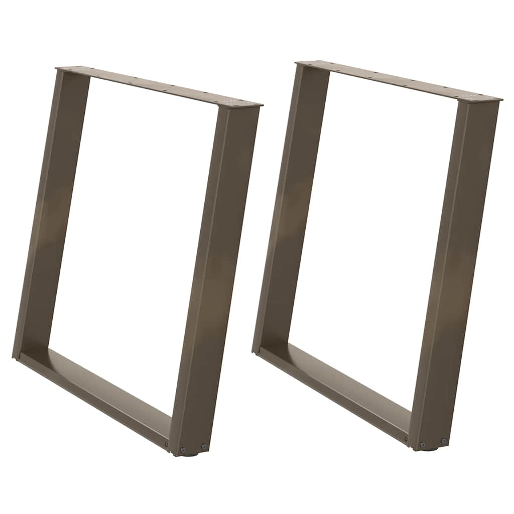 Gambe per tavolo da pranzo a forma di U 2 pz in acciaio naturale 90x(72-73) cm