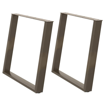 Gambe per tavolo da pranzo a forma di U 2 pz in acciaio naturale 90x(72-73) cm