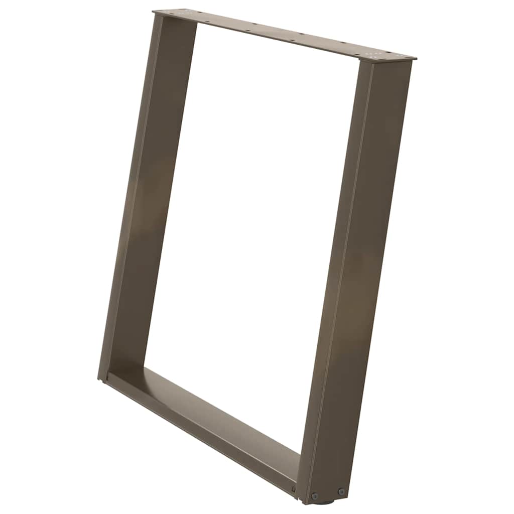 Gambe per tavolo da pranzo a forma di U 2 pz in acciaio naturale 90x(72-73) cm