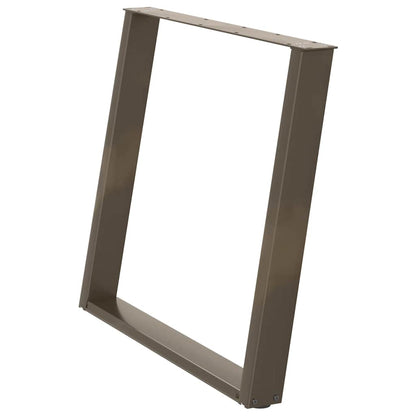 Gambe per tavolo da pranzo a forma di U 2 pz in acciaio naturale 90x(72-73) cm