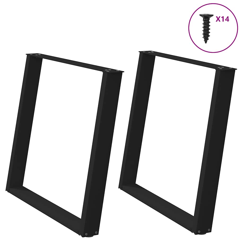Gambe per tavolo da pranzo a forma di U 3 pz nere 100x(72-73) cm in acciaio